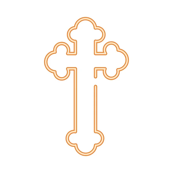 Símbolo de cruz religiosa icono de estilo neón — Vector de stock