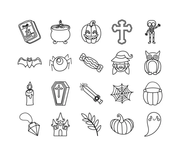 Bundle of twenty halloween set icons — Stock Vector