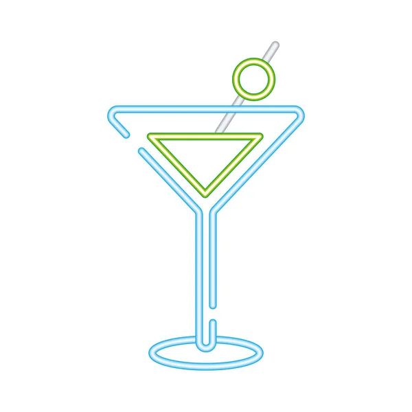 Икона неонового стиля коктейльных напитков — стоковый вектор