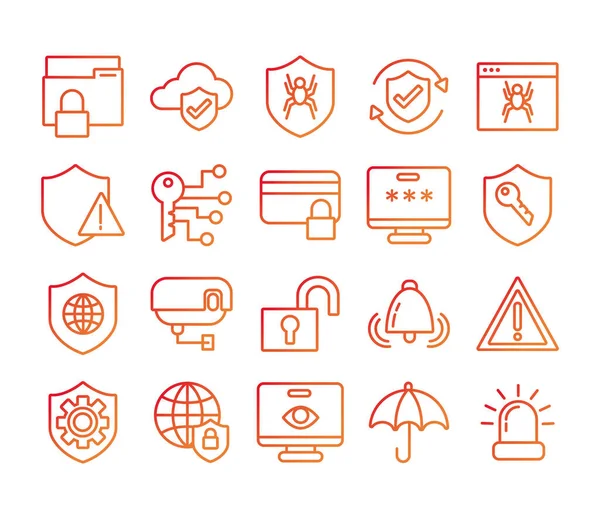 Paquete de iconos de conjunto de seguridad de datos — Vector de stock