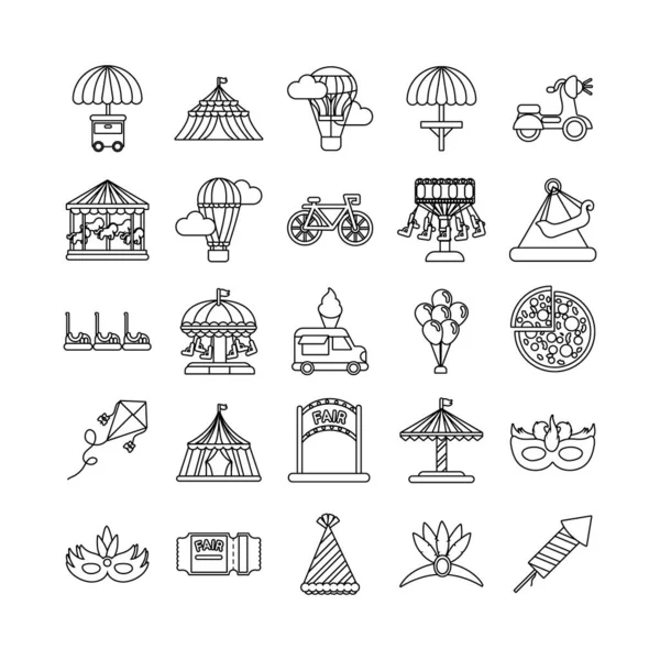 Bundle of fair entertainment set icons — Stock Vector