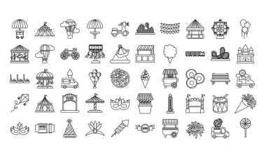 Adil eğlence seti simgeleri demeti