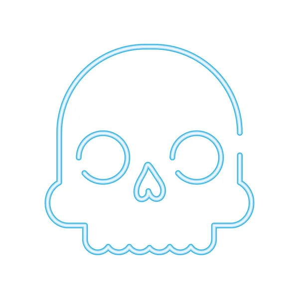 Halloween cabeza cráneo neón estilo icono — Vector de stock