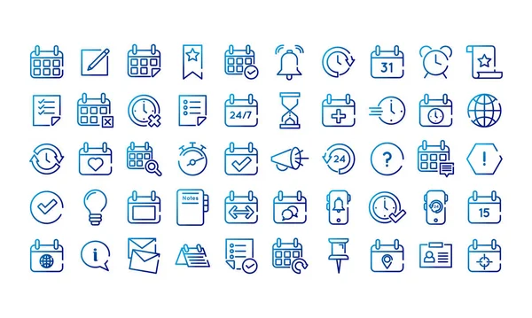 Paquete de cincuenta calendarios conjunto de iconos — Archivo Imágenes Vectoriales