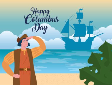 Columbus Günü 'nüz kutlu olsun. Ulusal bayramımız kutlu olsun. Christopher Columbus sahilde bizi izliyor.