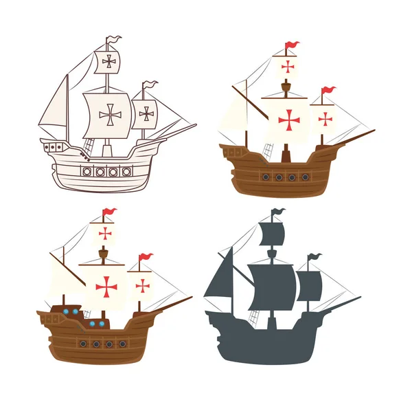 Набор лодок карабела иконы — стоковый вектор