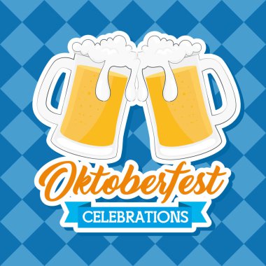 Pankart Oktoberfest festivali kutlaması. Arka planda kavanozlu bira.