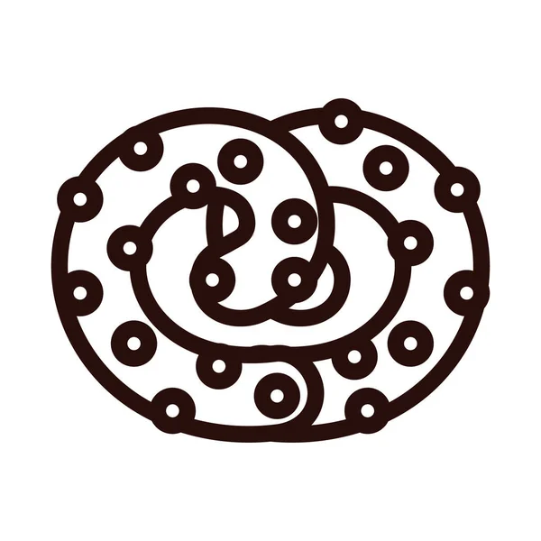 Delicioso icono de estilo de línea de pasteles pretzel — Vector de stock