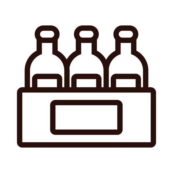 Bieren flessen in mand lijn stijl pictogram — Stockvector