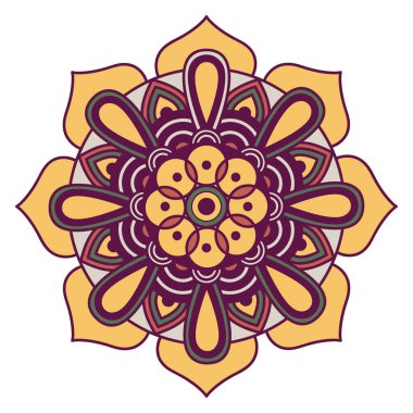 Beyaz arkaplanı olan dekoratif çiçek mandala