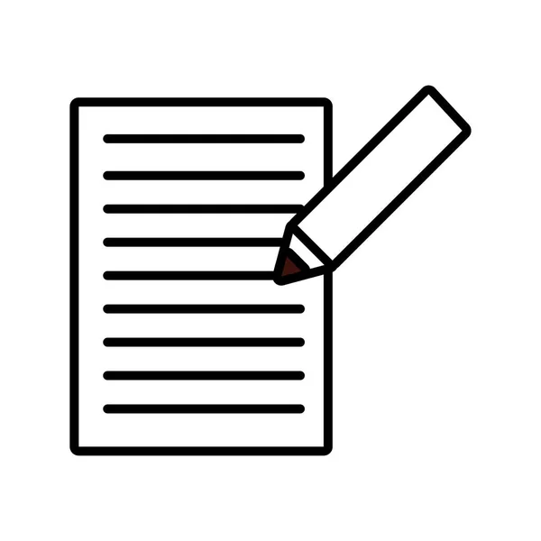 Papier arkusz dokument z ikoną stylu ołówka — Wektor stockowy