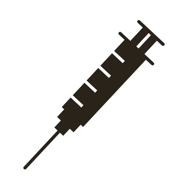 Seringue de vaccin icône de style silhouette — Image vectorielle