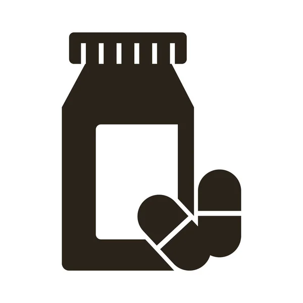 병 모양의 실루엣 아이콘으로 된 의약품 캡슐 — 스톡 벡터