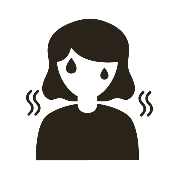 Woman with fever silhouette style icon — Stock Vector
