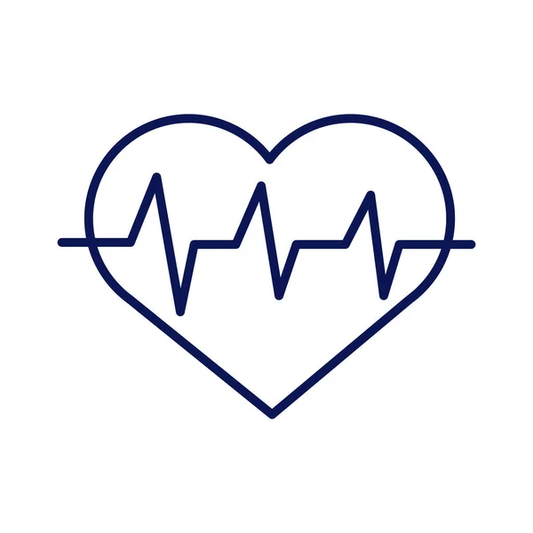 Medical heart cardiology pulse line icon — Stock Vector