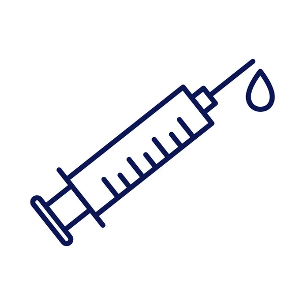 Jeringa de vacuna con icono de estilo de línea de gota — Archivo Imágenes Vectoriales