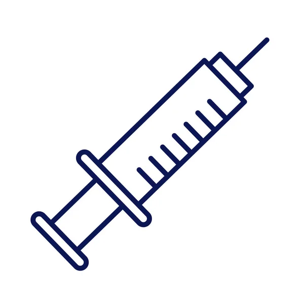 Vaccin spuit drug lijn stijl icoon — Stockvector
