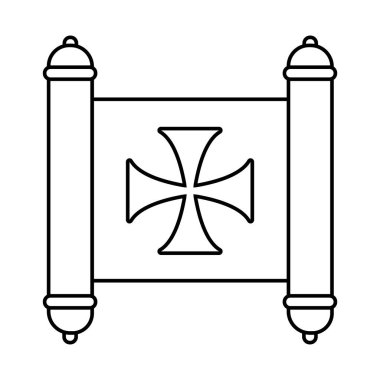 çapraz columbus gün çizgisi biçimi simgesine sahip retro kağıt papirüs