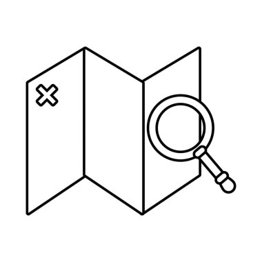 Büyüteç cam kolomb günlük çizgi simgesine sahip retro kağıt papirüs