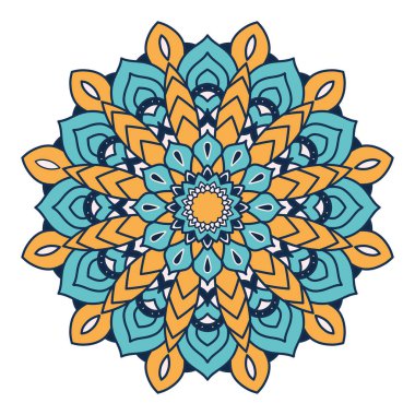 Beyaz arkaplanı olan dekoratif çiçek mandala