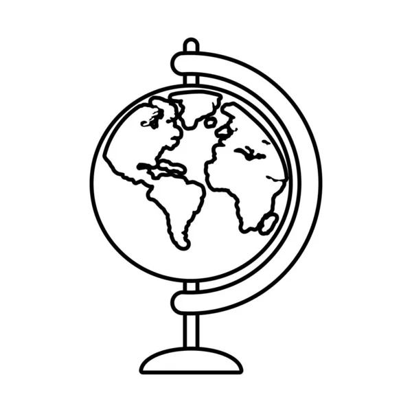 Retro világ térkép vonal stílus ikon — Stock Vector