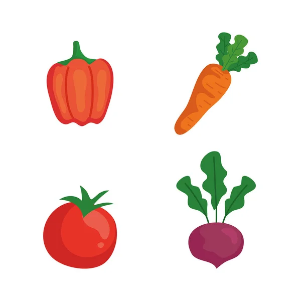 Zestaw zdrowych świeżych warzyw i owoców — Wektor stockowy