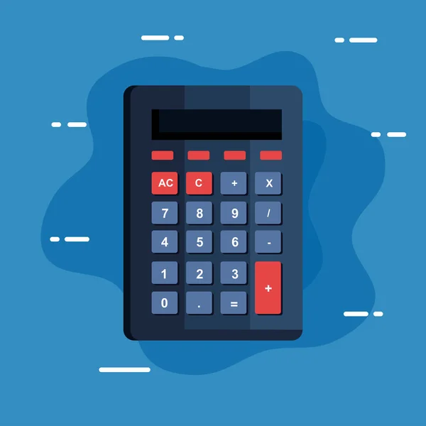 Kalkulačka finanční znamení v modrém pozadí — Stockový vektor
