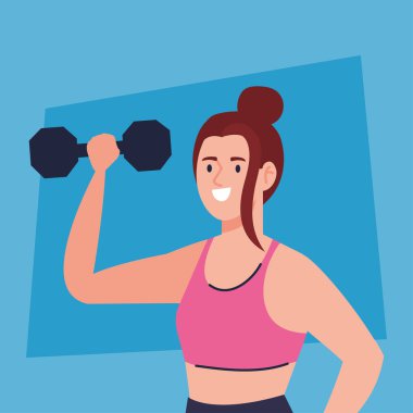 Kadın halterle egzersiz yapıyor, spor egzersizi yapıyor.