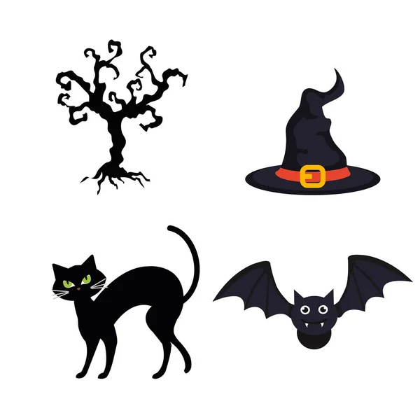 Set icoane, sărbătoare de Halloween fericită — Vector de stoc