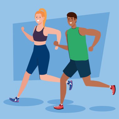 Çift koşusu, spor eğlencesi konsepti