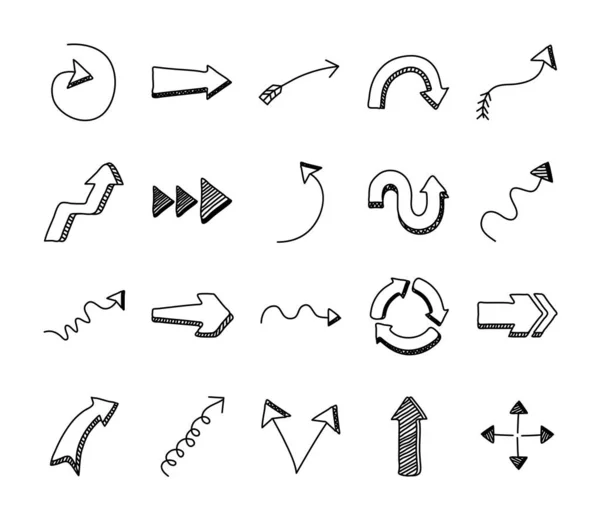 Paquete de veinte flechas establecer iconos — Archivo Imágenes Vectoriales