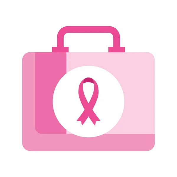 Pink ribbon in kit of breast cancer awareness vector design — Stock Vector