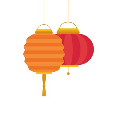 İzole edilmiş Çin fenerleri vektör tasarımı