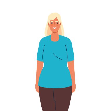 İzole sarışın kadın çizgi film vektör tasarımı