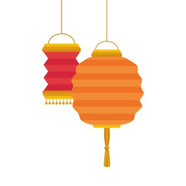 İzole edilmiş Çin fenerleri vektör tasarımı