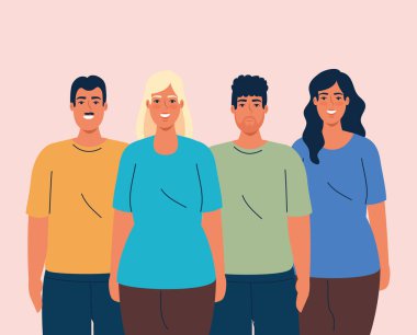 çeşitlilik kadın ve erkek karikatür vektör tasarımı