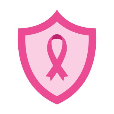Göğüs kanseri farkındalık vektör tasarımı kalkanında pembe kurdele