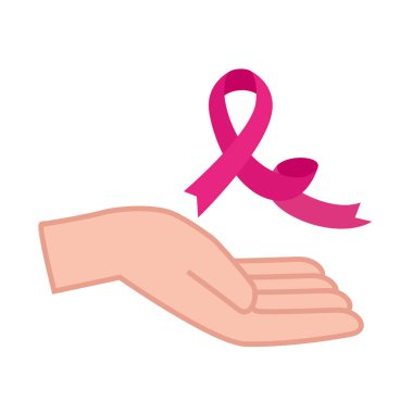 Göğüs kanseri farkındalık vektör tasarımının üzerinde pembe kurdele