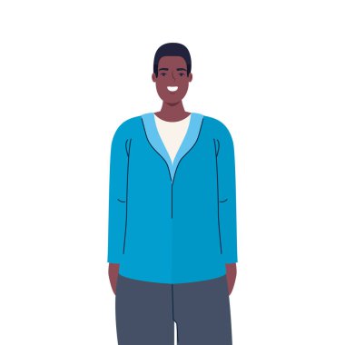 İzole edilmiş siyah adam çizgi film vektör tasarımı