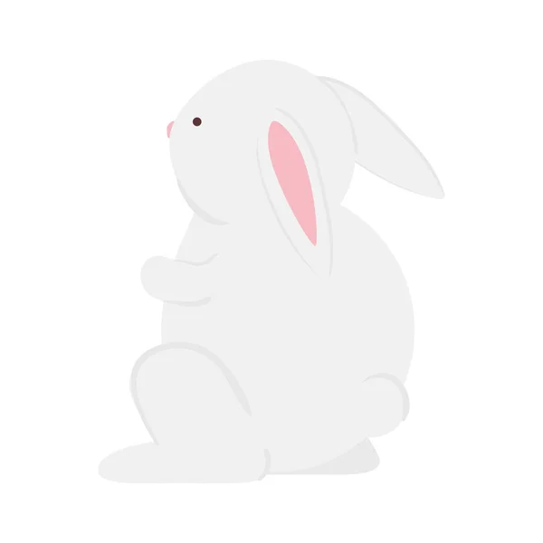 Design de vetor de desenho animado coelho branco bonito isolado — Vetor de Stock