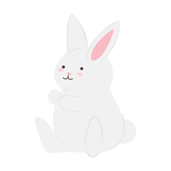 Isolato carino bianco coniglio disegno vettoriale del fumetto — Vettoriale Stock