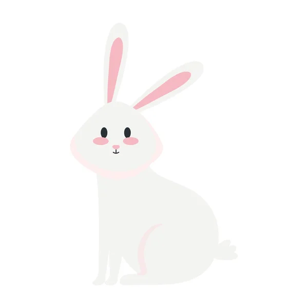 Isolato carino bianco coniglio disegno vettoriale del fumetto — Vettoriale Stock