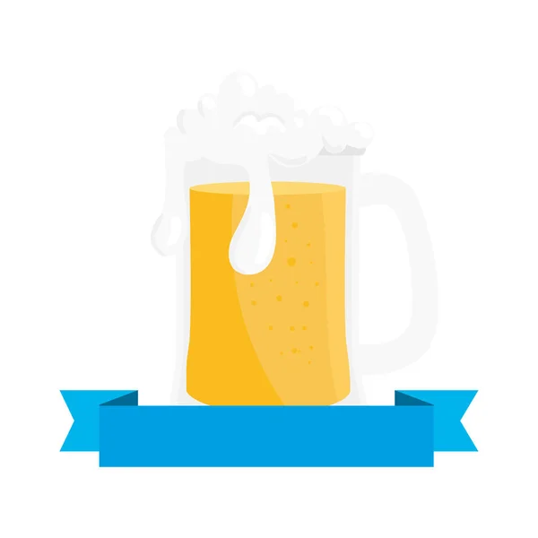 Μεμονωμένο ποτήρι μπύρας με κορδέλα vector design — Διανυσματικό Αρχείο
