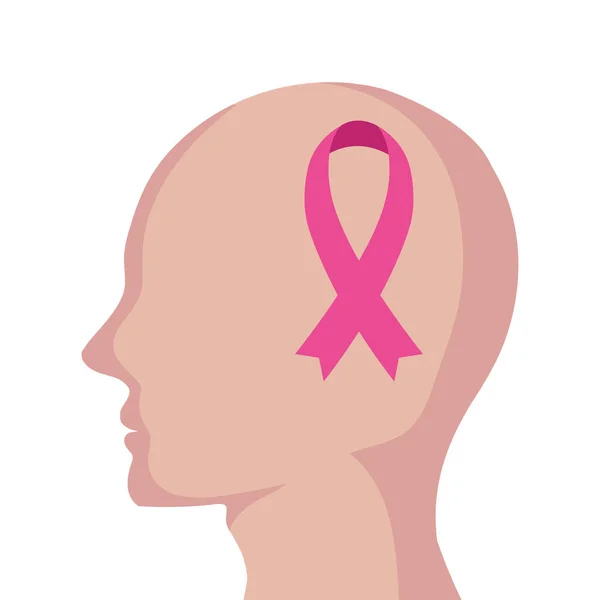 Cinta rosa en la cabeza de cáncer de mama diseño de vectores de conciencia — Archivo Imágenes Vectoriales