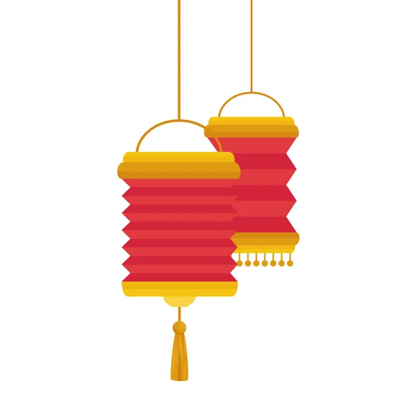 Geïsoleerde Chinese rode lantaarns vector ontwerp — Stockvector