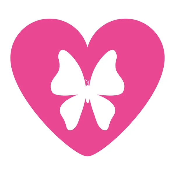 Schattige vlinder in roze hart vector ontwerp — Stockvector