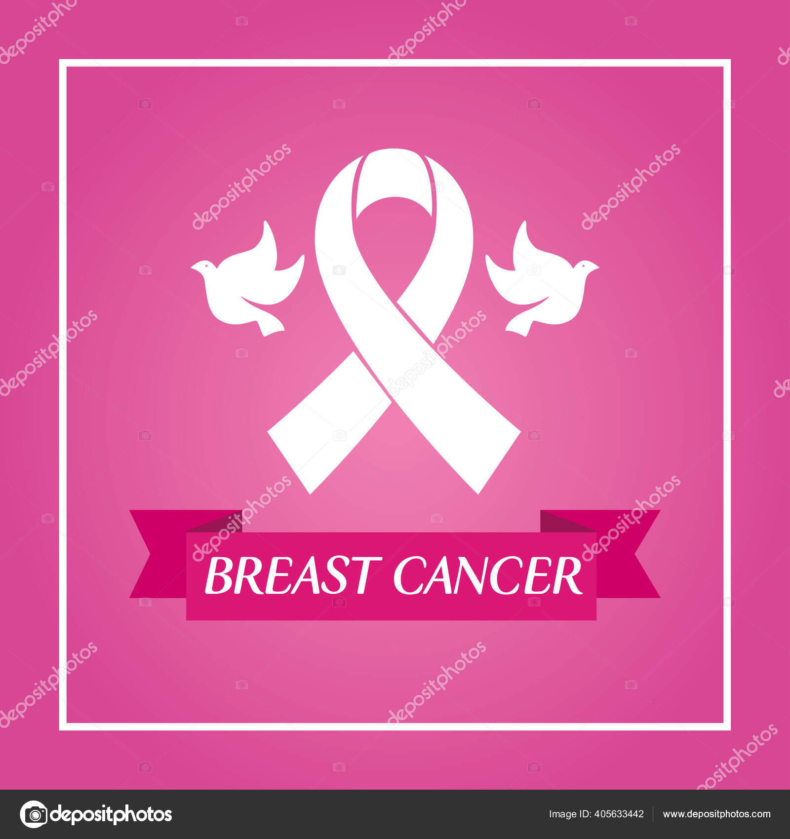 Pink And White Ribbon Frame Stock Illustration - Download Image