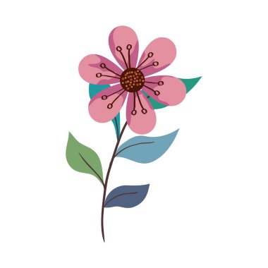 Yaprak vektör tasarımlı pembe çiçek
