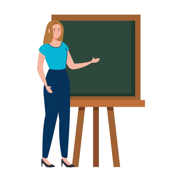 School woman teacher with green board vector design