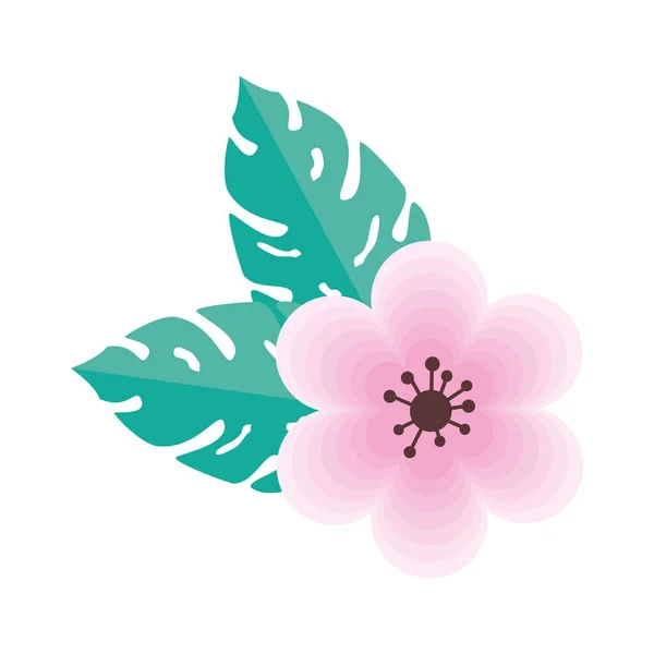 Flor rosa com folhas design vetorial —  Vetores de Stock